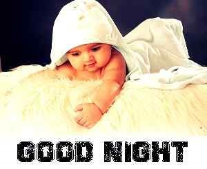 caption of good night with cute baby picture